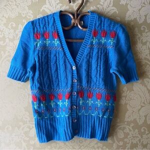 Vintage Tulip Fair Isle Short Sleeve Cardigan